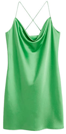 Green satin cowl neck dress - Green bright - Monki WW