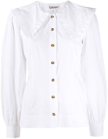 GANNI oversized-collar buttoned blouse - FARFETCH