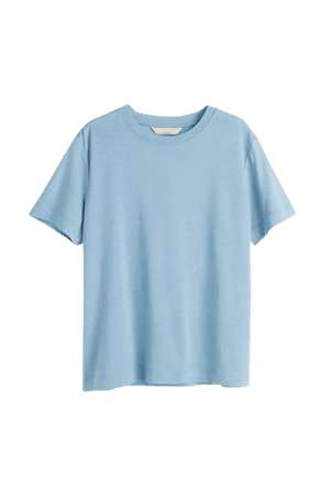 Silk-blend T-shirt - Light blue - Ladies | H&M US