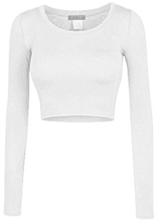 White Long Sleeve Crop Top