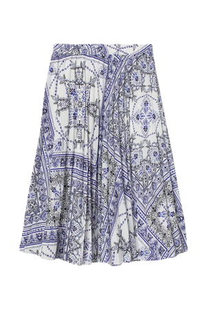 Pleated Skirt - White/blue patterned - Ladies | H&M US