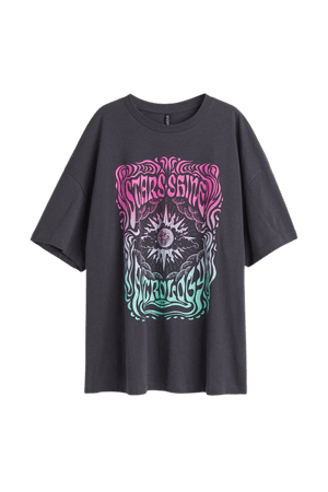 Oversized Printed T-shirt - Dark gray/Astrology - Ladies | H&M US