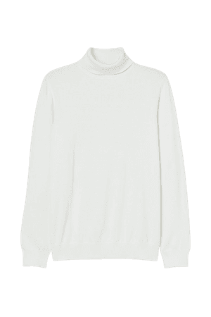Fine-knit Turtleneck Sweater - White - Men | H&M US