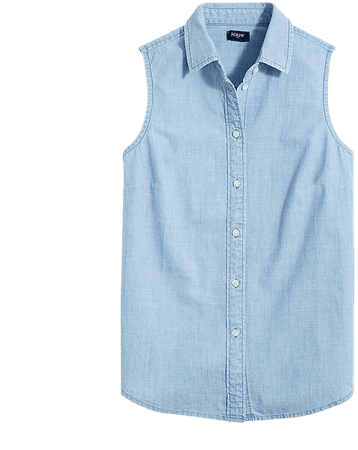Factory: Chambray Button-up Shirt In Signature Fit For Women