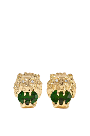 Gold 18-karat gold, chrome diopside and diamond earrings | Gucci | NET-A-PORTER