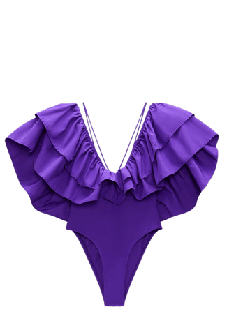 LARGE RUFFLE SWIMSUIT - Purple | ZARA United States