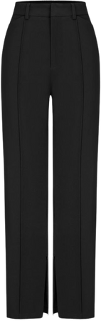 Woven Mid Waist Solid Slit Cigarette Trousers - Cider