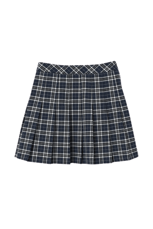 Pleated Skirt - Dark blue plaid - Ladies | H&M US