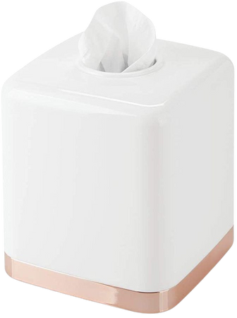 mDesign Modern Square Plastic Disposable Facial Tissue Box Cover and Holder for Bathroom Vanity Countertops, Bedroom Dressers, Night Stands, Desks, Tables - White/Rose Gold: Amazon.ca: Home & Kitchen