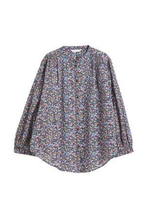 Cotton Blouse - Blue/pink floral - Ladies | H&M US