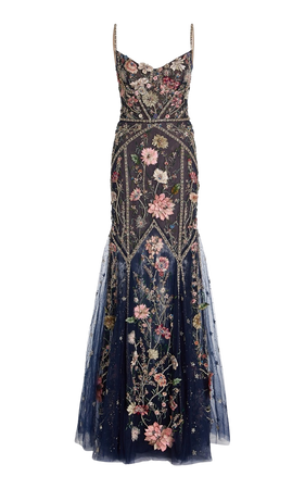 Marchesa Embellished Floral Gown
