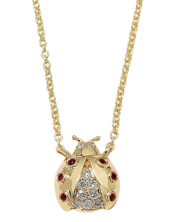 Sydney Evan Small Ruby Ladybug with Open Wings Necklace | Neiman Marcus