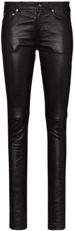 Shop Saint Laurent leather skinny trousers with Express Delivery - FARFETCH