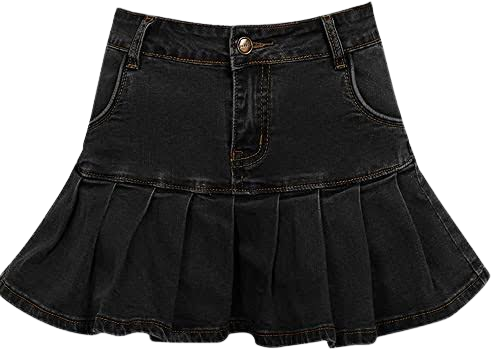 black denim pleated mini skirt- y2k