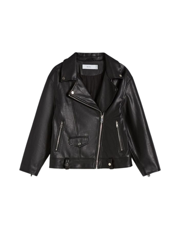 Oversize faux leather biker jacket - Jackets - Woman | Bershka