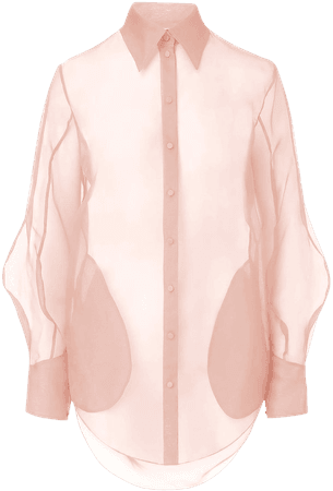 Brandon Maxwell Organza Button-up Blouse In Pink | ModeSens
