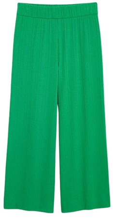 High waist wide leg ribbed trousers green - Kelly green - Monki WW