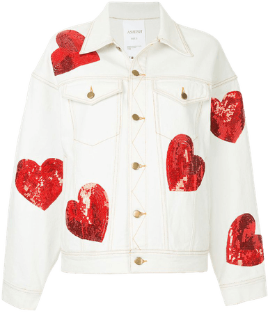 Ashish Sequin Hearts Denim Jacket - Farfetch