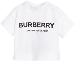 Burberry - White Cotton Baby T-Shirt | Childrensalon