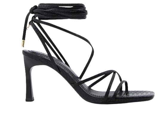 Lace up embossed animal print high-heel sandals - Shoes - Woman | Bershka
