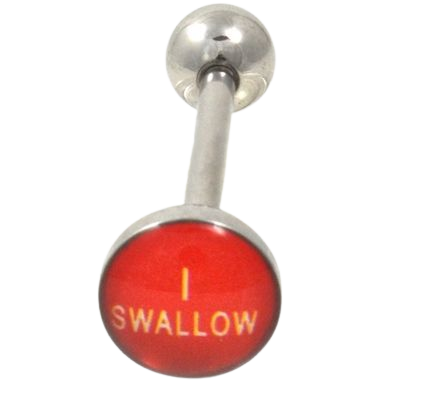 "I Swallow" Logo Tongue Ring Barbell 14g 5/8" | BodyDazz.com