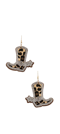 leopard boot earrings