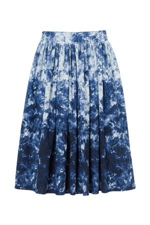 Flared Cotton Skirt - Dark blue/batik-patterned - Ladies | H&M US