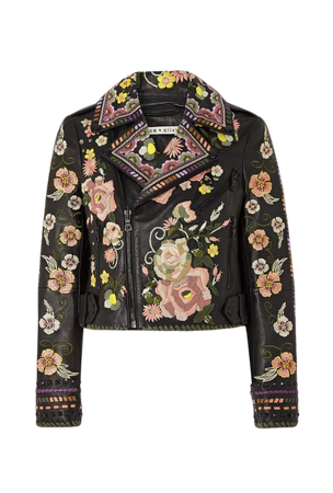 Alice&Olivia leather embroidered jacket