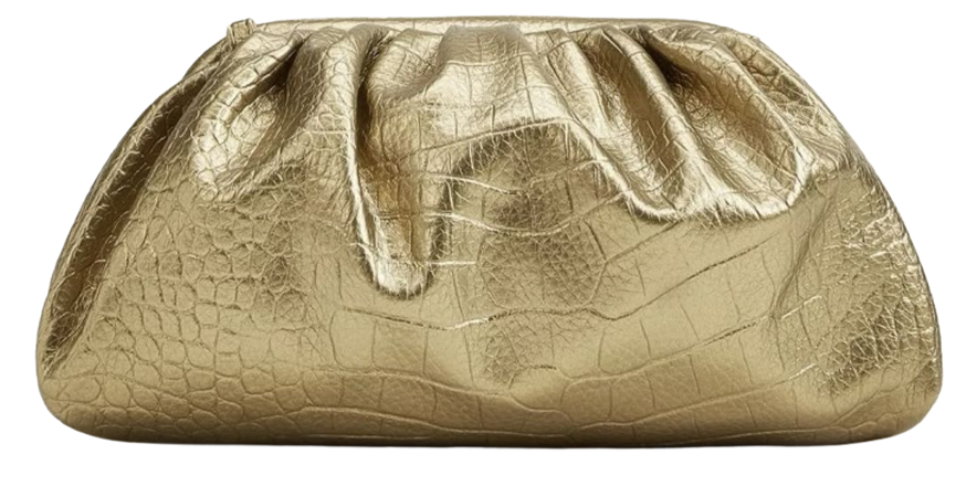 Portable Croc Embossed Ruched Clutch Bag, Mothers Day Gift For Mom Shiny Holiday