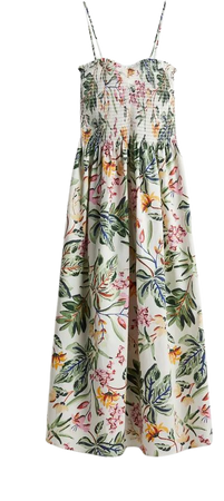Smocked-bodice Dress - Sweetheart Neckline - Sleeveless -Cream/floral -Ladies | H&M US