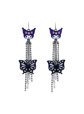 Kuromi Butterfly Drop Bead Earrings | Hot Topic