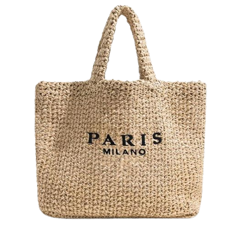 PARIS Embroidered Handmade Raffia Braid Beach Tote Bag In LIGHT COFFEE | ZAFUL 2023