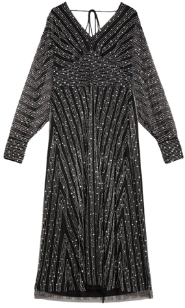 Plus Size Stripe Embellished Plunge Batwing Maxi Dress | Karen Millen