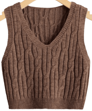 brown cropped sweater vest