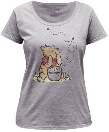 Amazon.com: Impact Merchandising Winnie The Pooh Hunny Bees Women's Scoopneck tee (XL) Heather Grey: Clothing