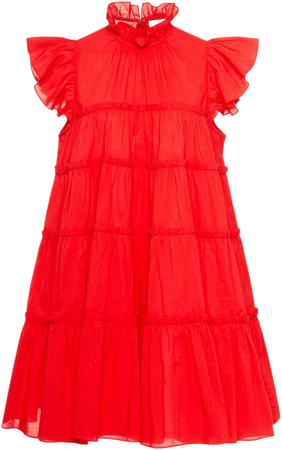 Rhode Tiffany Babydoll Cotton Mini Dress Size: S