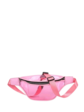 Large Fanny Pack Clear Design Neon Pink