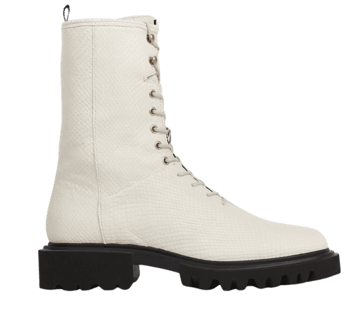 ALLSAINTS US: Womens Maren Leather Snake Boots (white)