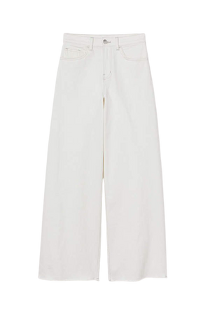 Wide Leg Cropped Jeans - White