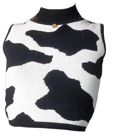Black and White Cow Print Sleeveless Top