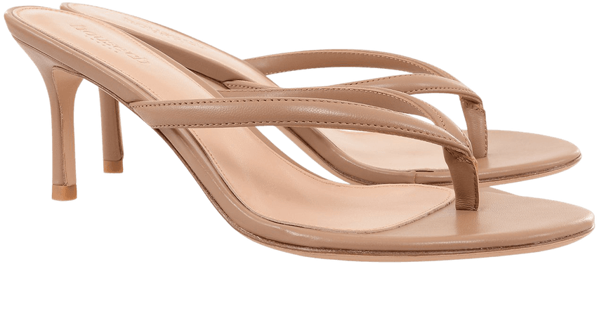 Shoes : 'Lola' Sunkissed Leather Mid Heel Thong Sandals