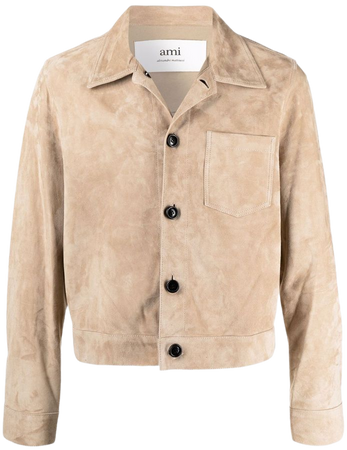 AMI Paris Suede Buttoned Shirt Jacket - Farfetch
