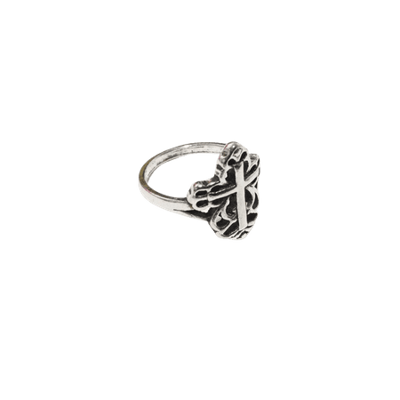 silver metal cross ring