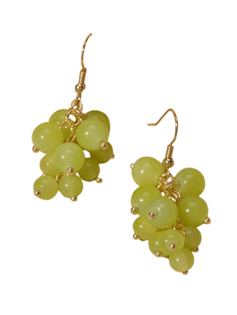 Green Grapes Bead Tassel Drop Earrings