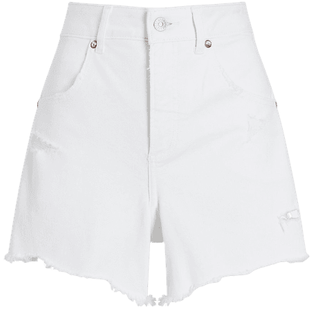 Curvy Conscious Edit Super High Waisted White Mom Jean Shorts | Express