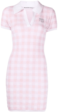 Shop pink & white alexanderwang.t gingham-print polo dress with Express Delivery - Farfetch