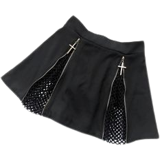Black Cross Zip Harajuku Gothic Skirt