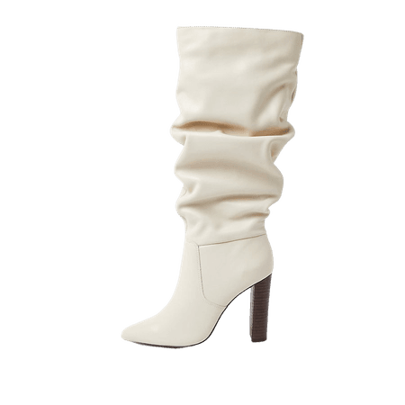 Cream slouch high leg boots | River Island