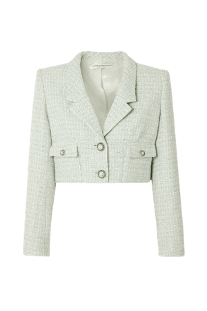 Mint Cropped embellished sequined wool-blend tweed jacket | Alessandra Rich | NET-A-PORTER