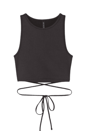 Ribbed Tank Top with Ties - Dark gray - Ladies | H&M US